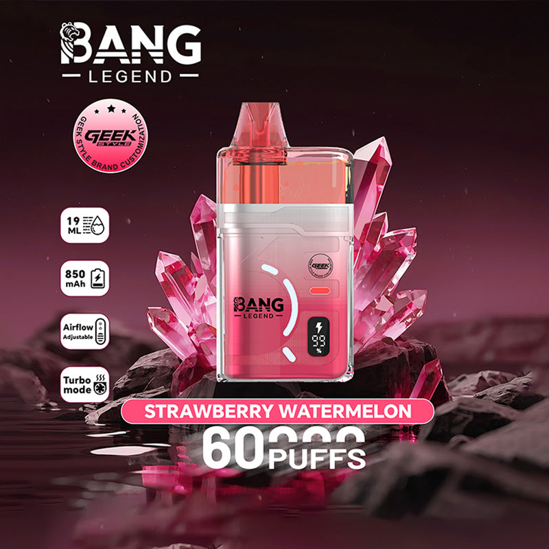 Bang Legend Geek 60K Clear Oil Window Vape – Justerbart luftflöde (10st - Box)
