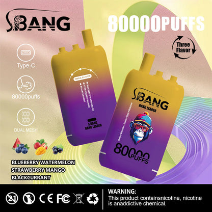 Bang Leader 80000 Puffs 3-i-1 Triple Flavors Disposable Vape (10st - Box) (2st Minst eller mer)