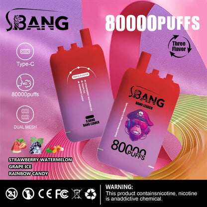 Bang Leader 80000 Puffs 3-i-1 Triple Flavors Disposable Vape (10st - Box) (2st Minst eller mer)