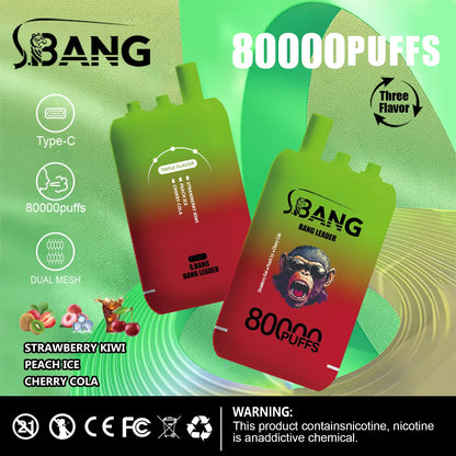 Bang Leader 80000 Puffs 3-i-1 Triple Flavors Disposable Vape (10st - Box) (2st Minst eller mer)