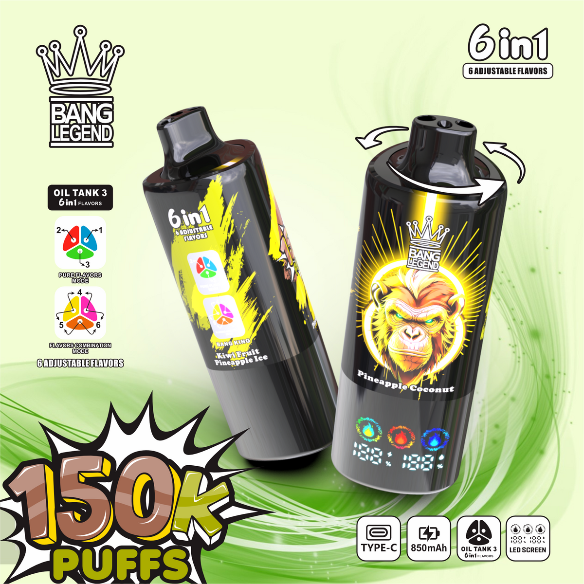 Bang Legend 150000 Puffs 6 in 1 Disposable Vape (10st - Box)