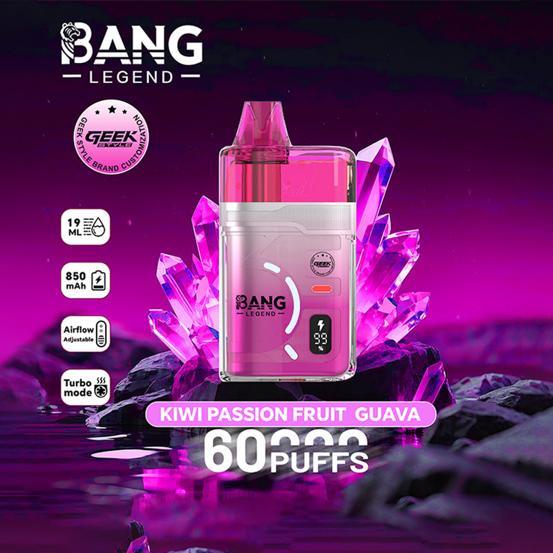 Bang Legend Geek 60K Clear Oil Window Vape – Justerbart luftflöde (10st - Box)