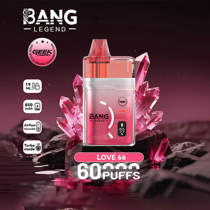 Bang Legend Geek 60K Clear Oil Window Vape – Justerbart luftflöde (10st - Box)