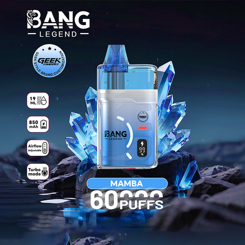 Bang Legend Geek 60K Clear Oil Window Vape – Justerbart luftflöde (10st - Box)
