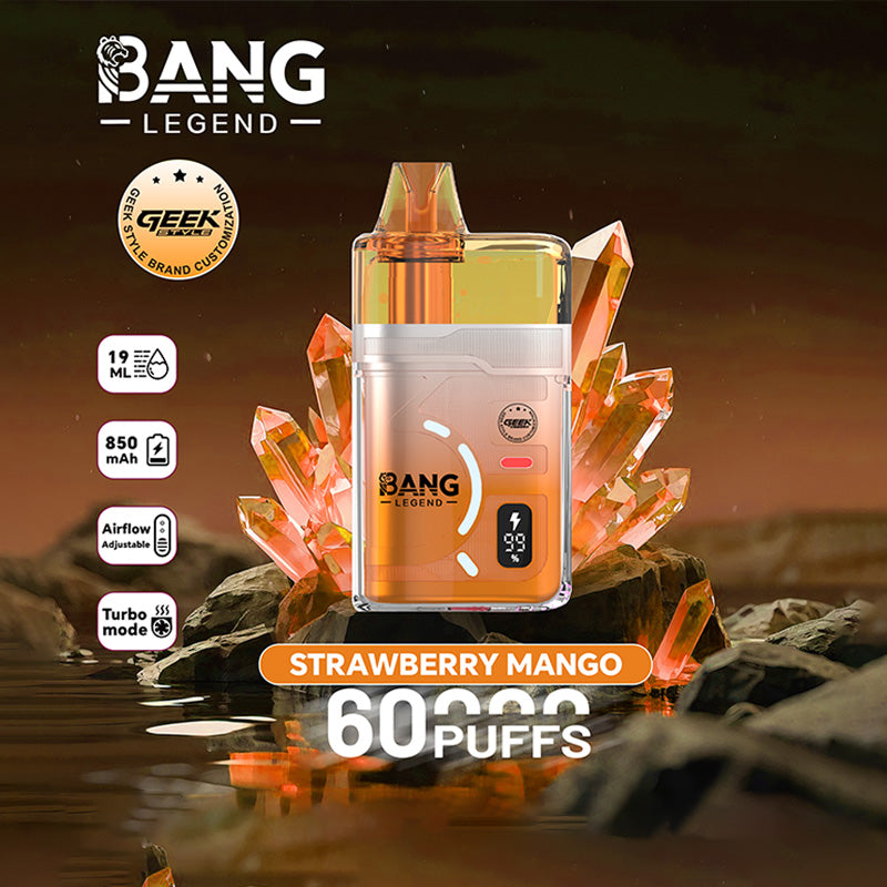 Bang Legend Geek 60K Clear Oil Window Vape – Justerbart luftflöde (10st - Box)