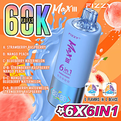 Fizzy MaxIII 60000 Puffs 60k 6-i-1 Smaker Engångsvape (10st - Box)