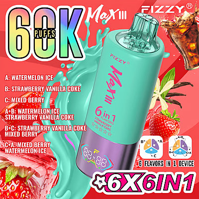 Fizzy MaxIII 60000 Puffs 60k 6-i-1 Smaker Engångsvape (10st - Box)