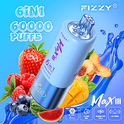 Fizzy MaxIII 60000 Puffs 60k 6-i-1 Smaker Engångsvape (10st - Box)
