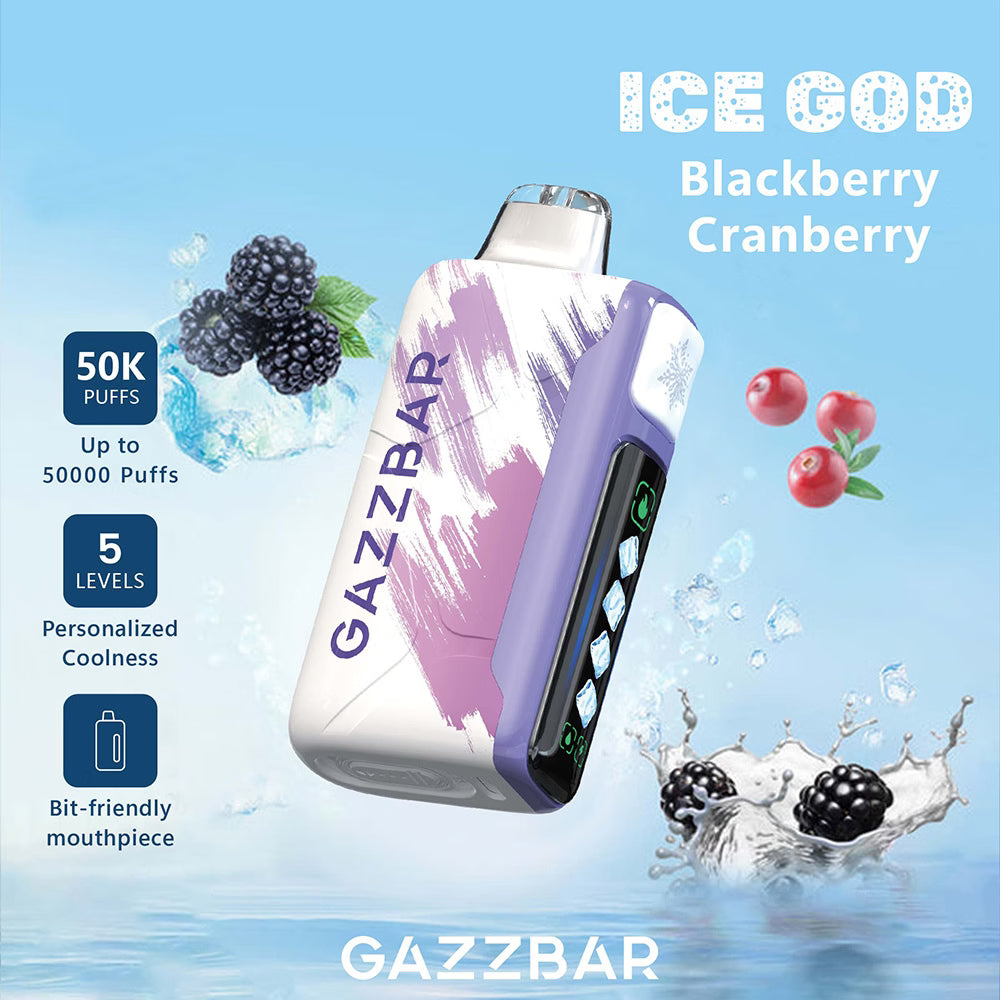 Gazzbar Ice God 50000 Puffs 50K Adjustable Ice Level Disposable Vape (10st - Box) (2st Minst eller mer)