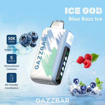 Gazzbar Ice God 50000 Puffs 50K Adjustable Ice Level Disposable Vape (10st - Box) (2st Minst eller mer)