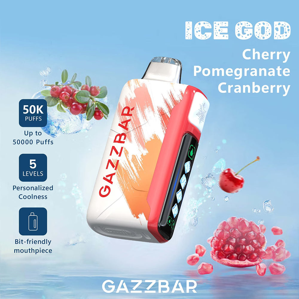 Gazzbar Ice God 50000 Puffs 50K Adjustable Ice Level Disposable Vape (10st - Box) (2st Minst eller mer)
