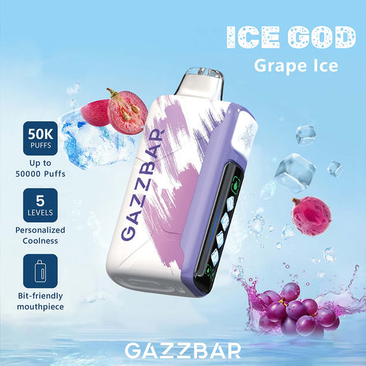 Gazzbar Ice God 50000 Puffs 50K Adjustable Ice Level Disposable Vape (10st - Box) (2st Minst eller mer)