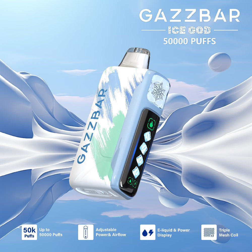 Gazzbar Ice God 50000 Puffs 50K Adjustable Ice Level Disposable Vape (10st - Box) (2st Minst eller mer)