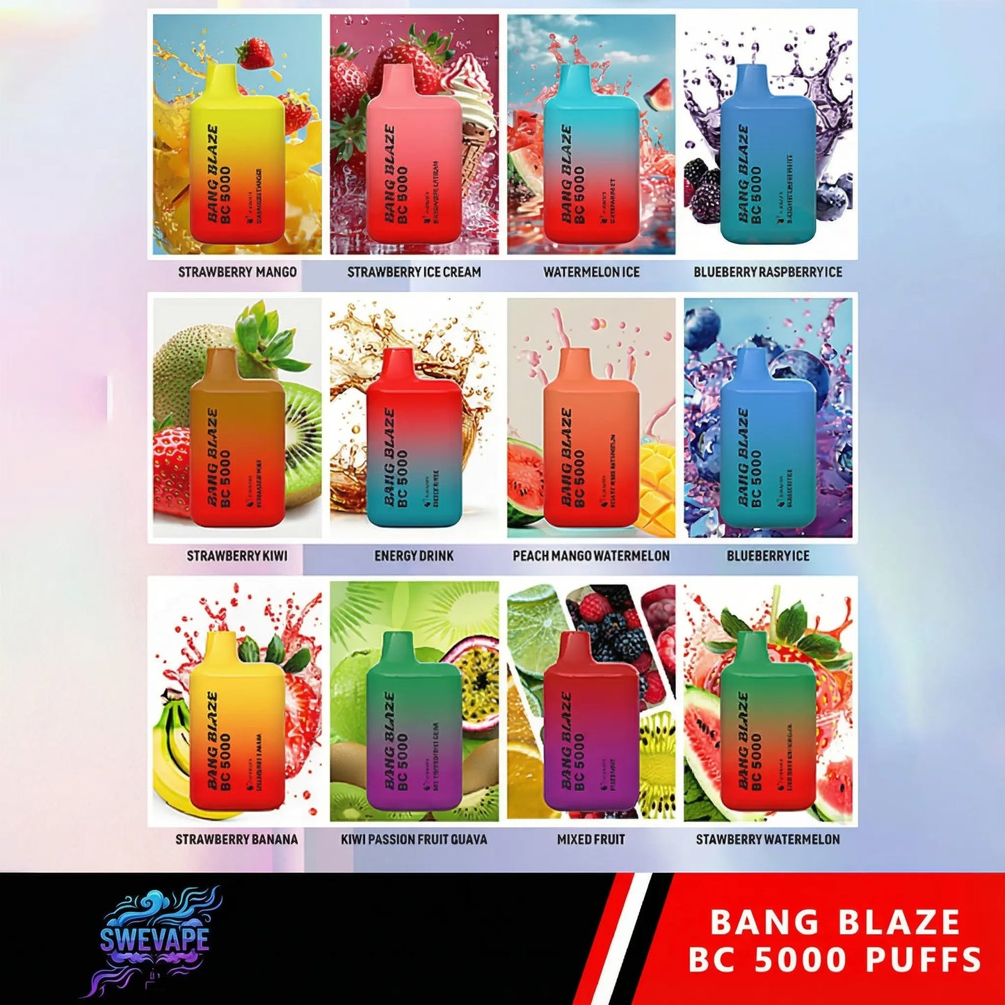 Bang Blaze BC 5000 Puffs - Smooth 5K Rechargeable Disposable Vape (10st - Box)