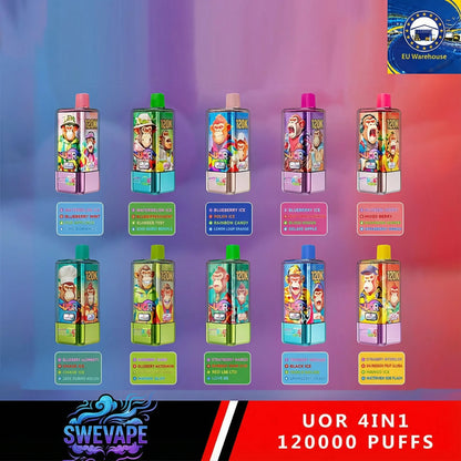 UOR 120000 Puffs 4 in 1 Vape EU Warehouse Snabb leverans (10st - Box) (2st Minst eller mer)