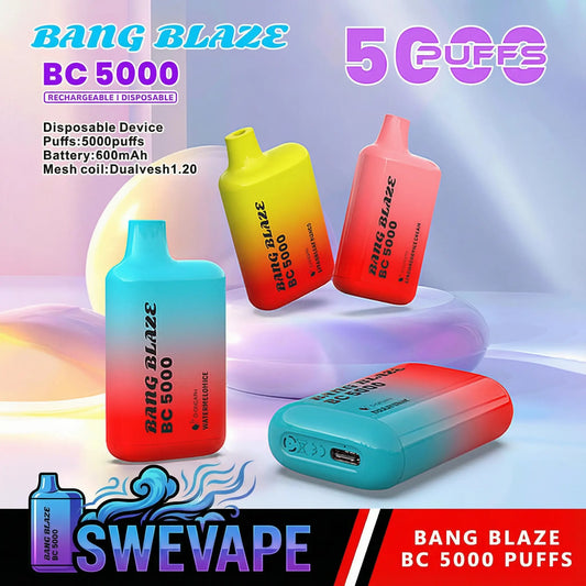 Bang Blaze BC 5000 Puffs - Smooth 5K Rechargeable Disposable Vape (10st - Box)