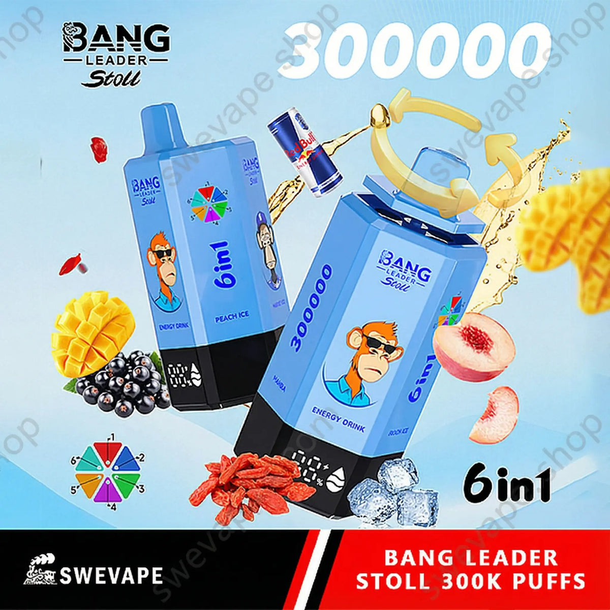 Bang Leader Stoll 300K – 6 i 1 smaker Disposable Vape ) (10st - Box) (2st Minst eller mer)