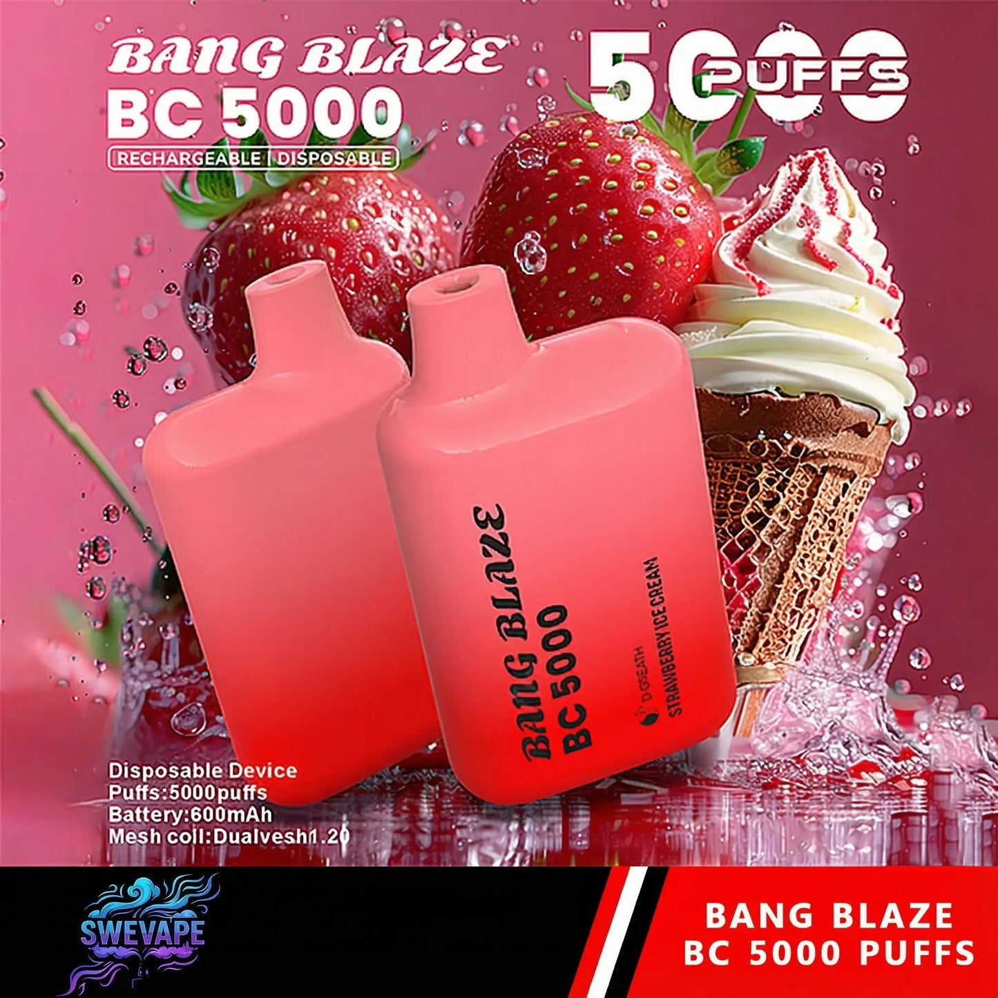 Bang Blaze BC 5000 Puffs - Smooth 5K Rechargeable Disposable Vape (10st - Box)