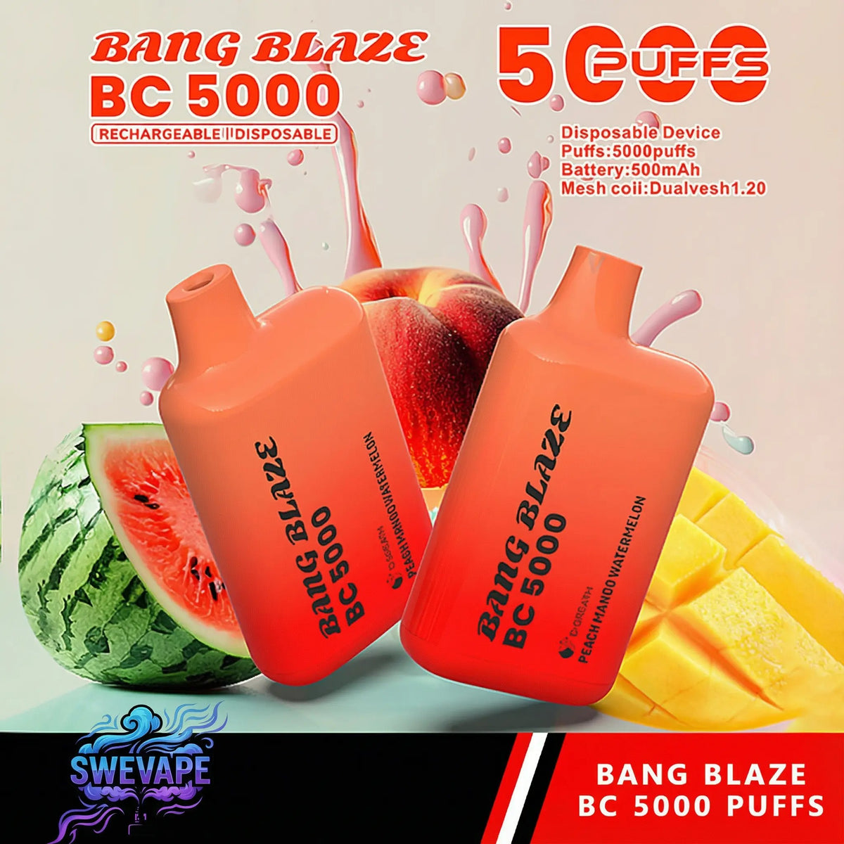 Bang Blaze BC 5000 Puffs - Smooth 5K Rechargeable Disposable Vape (10st - Box)