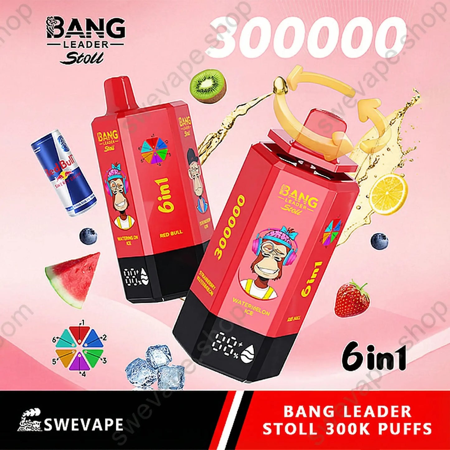 Bang Leader Stoll 300K – 6 i 1 smaker Disposable Vape ) (10st - Box) (2st Minst eller mer)