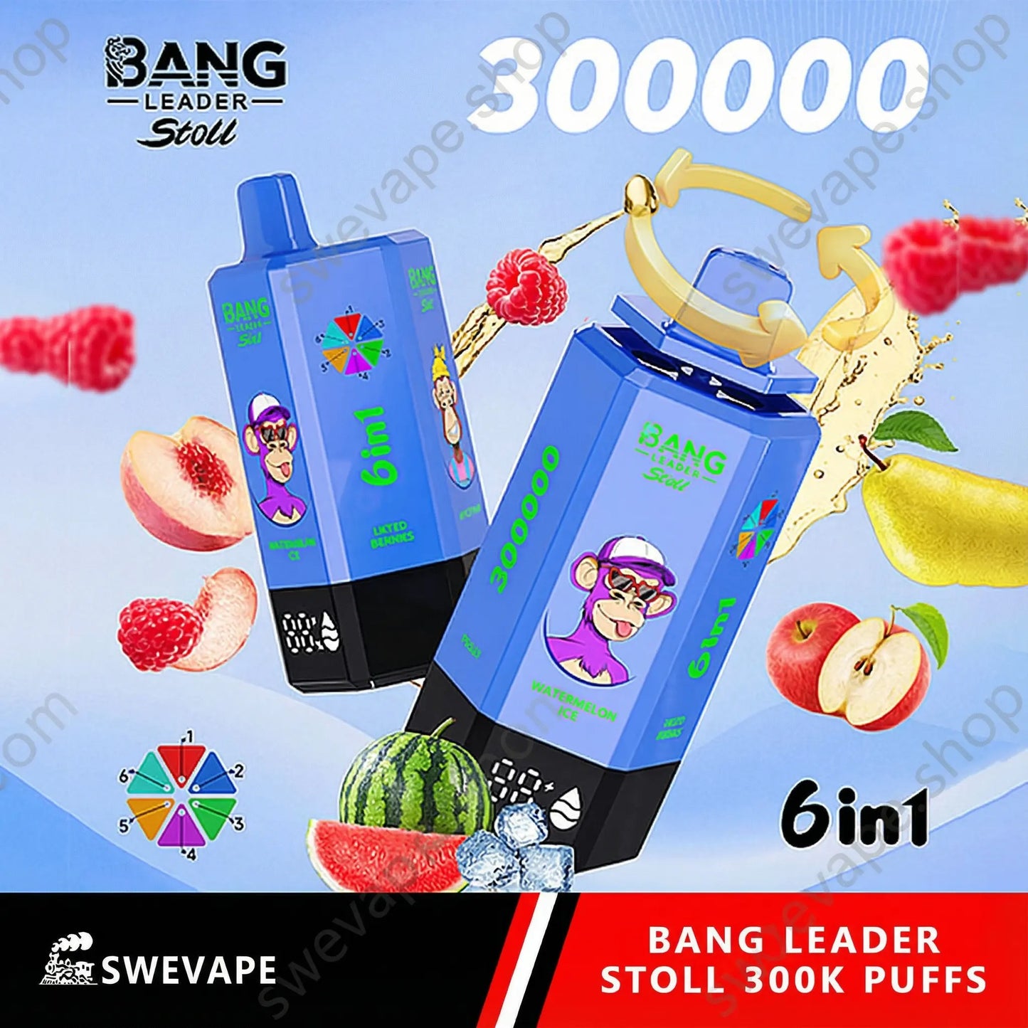 Bang Leader Stoll 300K – 6 i 1 smaker Disposable Vape ) (10st - Box) (2st Minst eller mer)