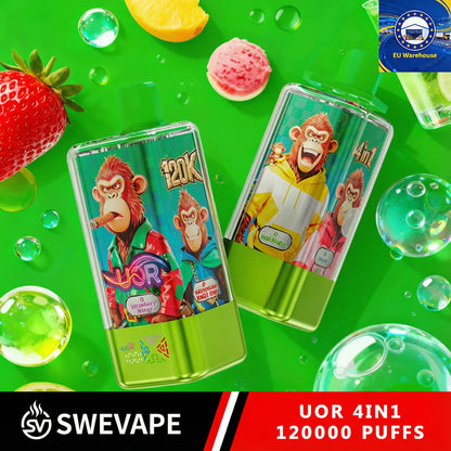 UOR 120000 Puffs 4 in 1 Vape EU Warehouse Snabb leverans (10st - Box) (2st Minst eller mer)