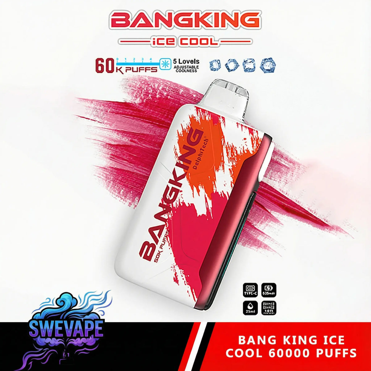 Bang King Ice Cool 60000 Puffs Justerbar svalhet engångsvap (10st - Box)