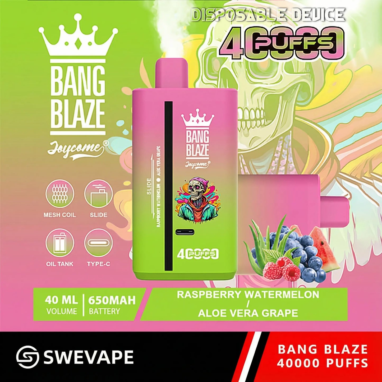 Bang Blaze 40000 Puffs 40k Double Flavors Disposable Vape (10st - Box) (2st Minst eller mer)