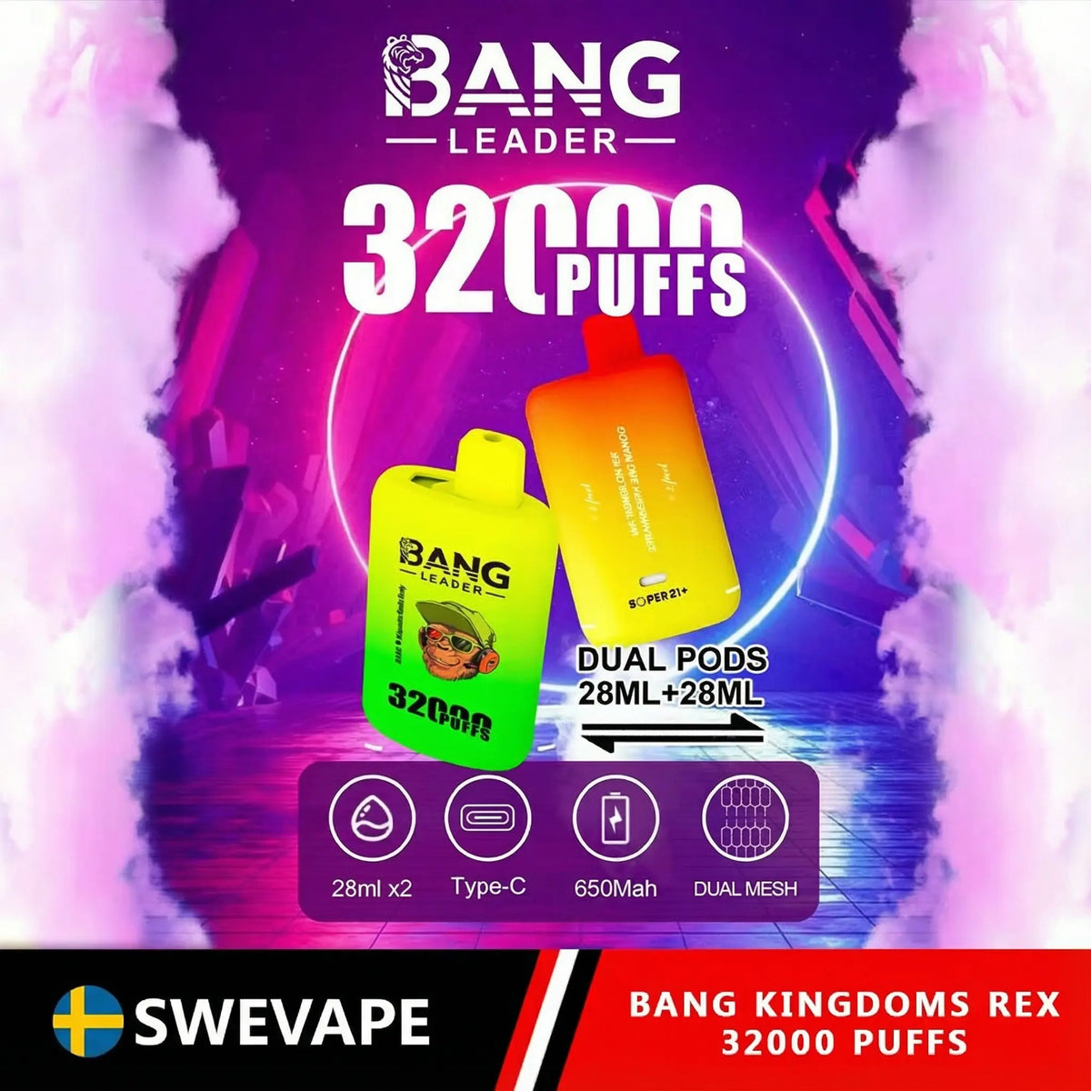 Bang Leader (Kingdoms Rex) 32000 Puffs Double Flavour Vape (10st - Box)