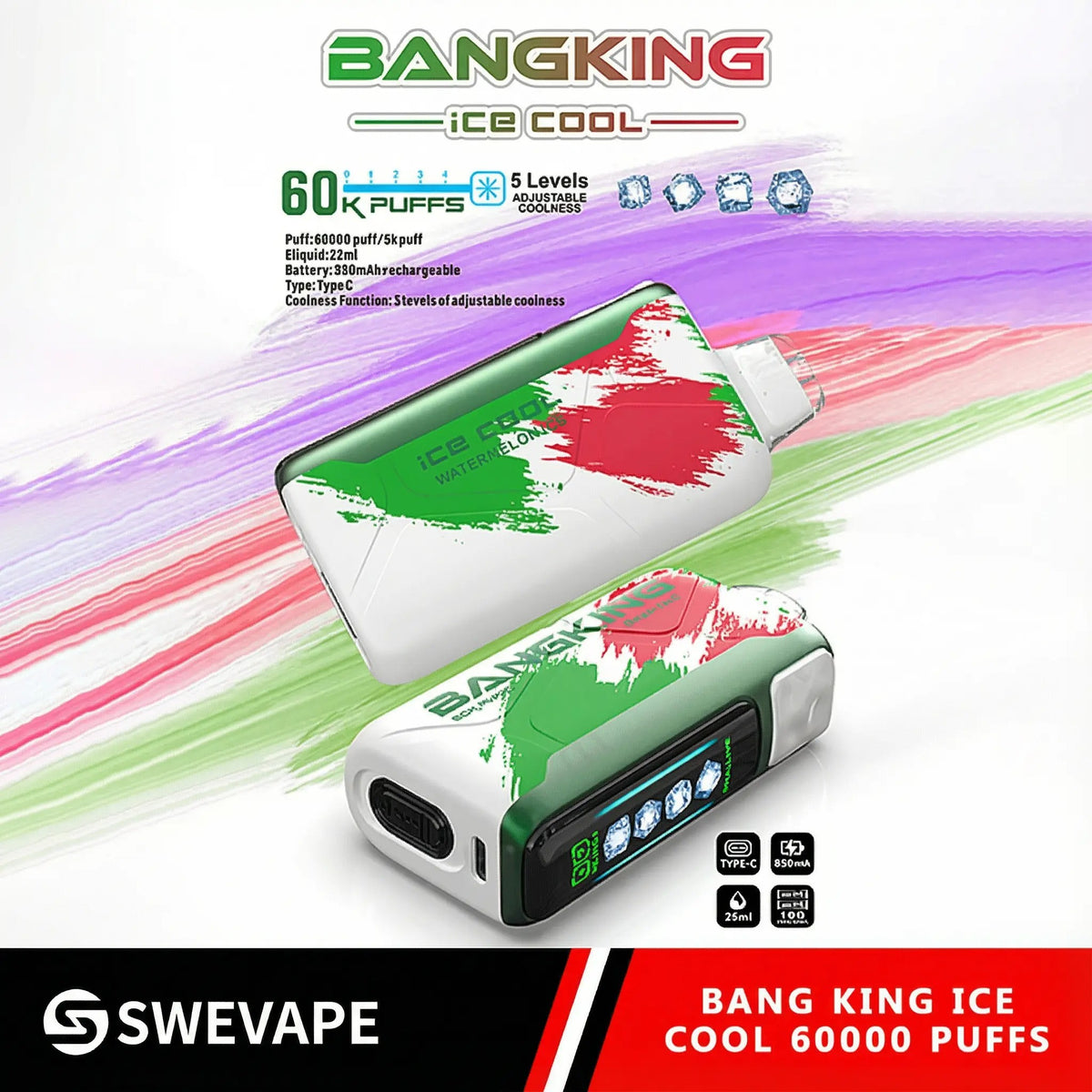 Bang King Ice Cool 60000 Puffs Justerbar svalhet engångsvap (10st - Box)