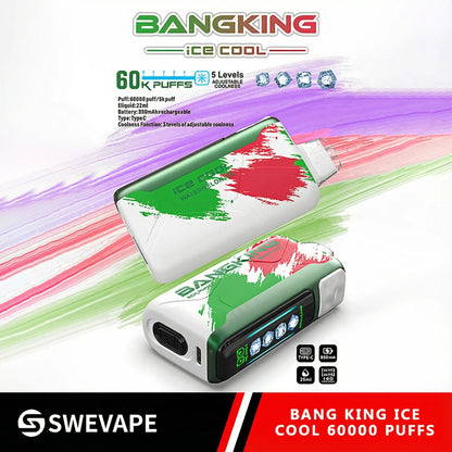 Bang King Ice Cool 60000 Puffs Justerbar svalhet engångsvap (10st - Box)