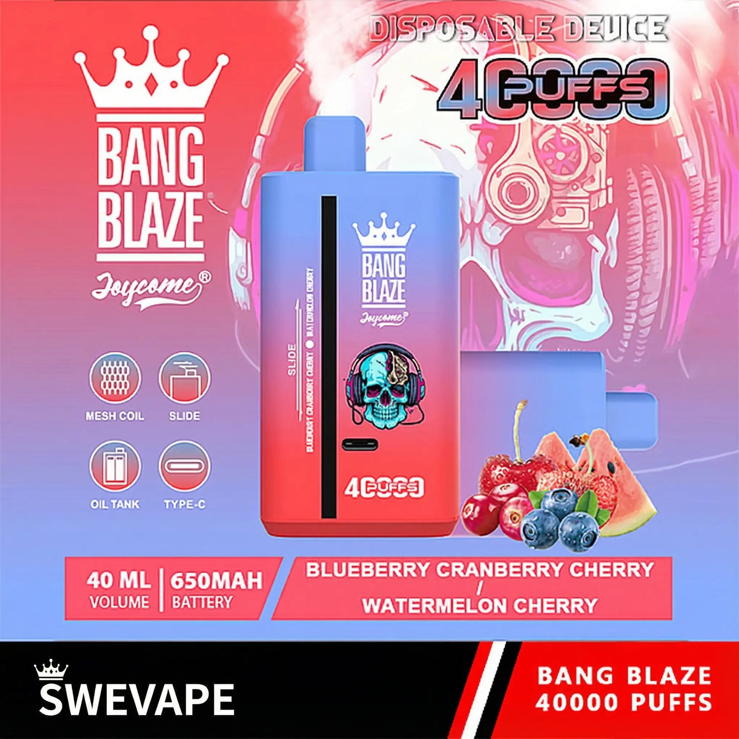 Bang Blaze 40000 Puffs 40k Double Flavors Disposable Vape (10st - Box) (2st Minst eller mer)