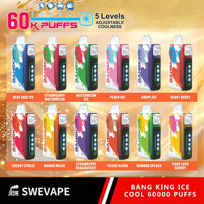 Bang King Ice Cool 60000 Puffs Justerbar svalhet engångsvap (10st - Box)