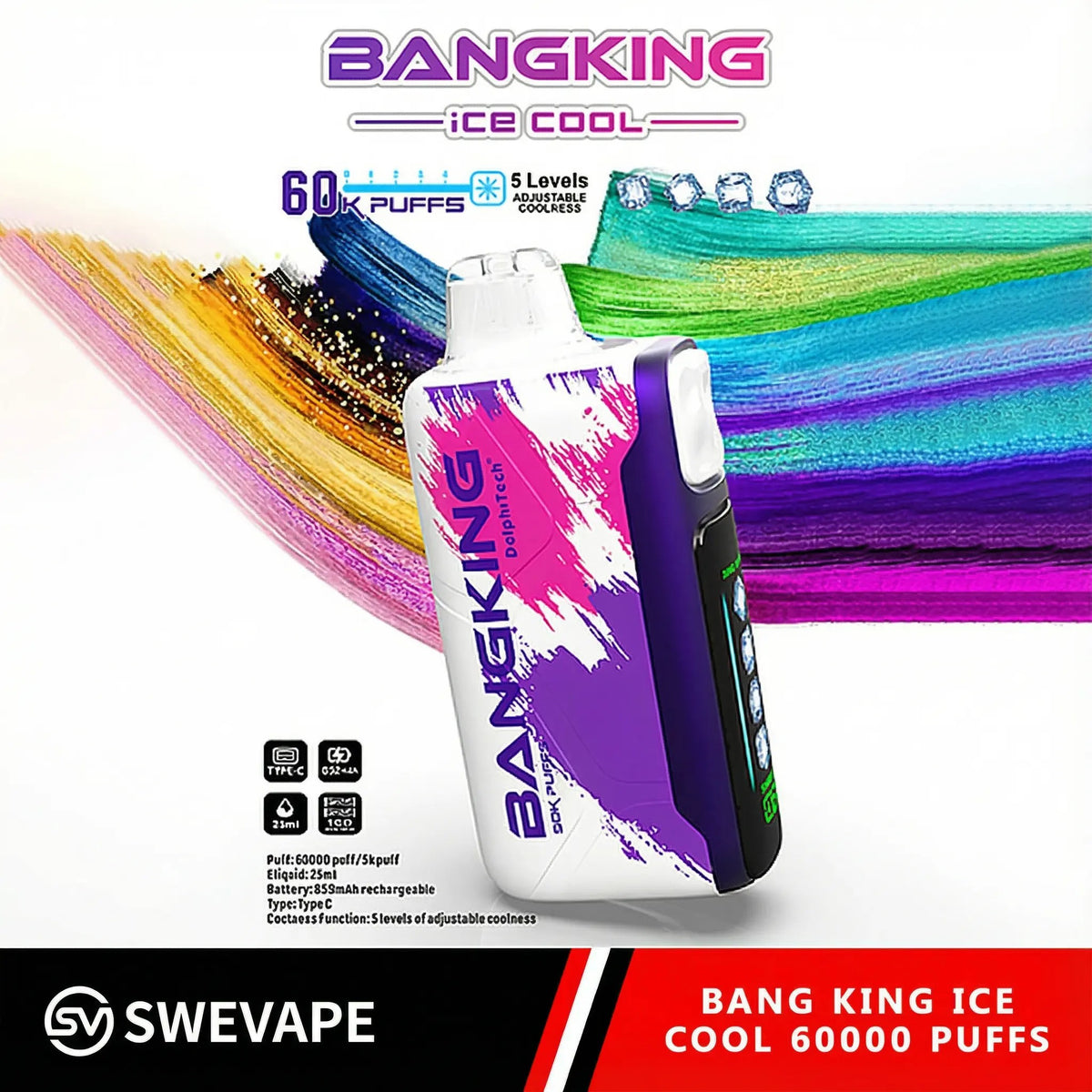 Bang King Ice Cool 60000 Puffs Justerbar svalhet engångsvap (10st - Box)