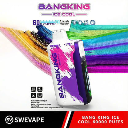 Bang King Ice Cool 60000 Puffs Justerbar svalhet engångsvap (10st - Box)
