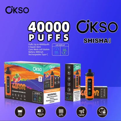 OKSO ShiSha Max 40000 Puffs 40k Adjustable Airflow Disposable Vape (10st - Box)