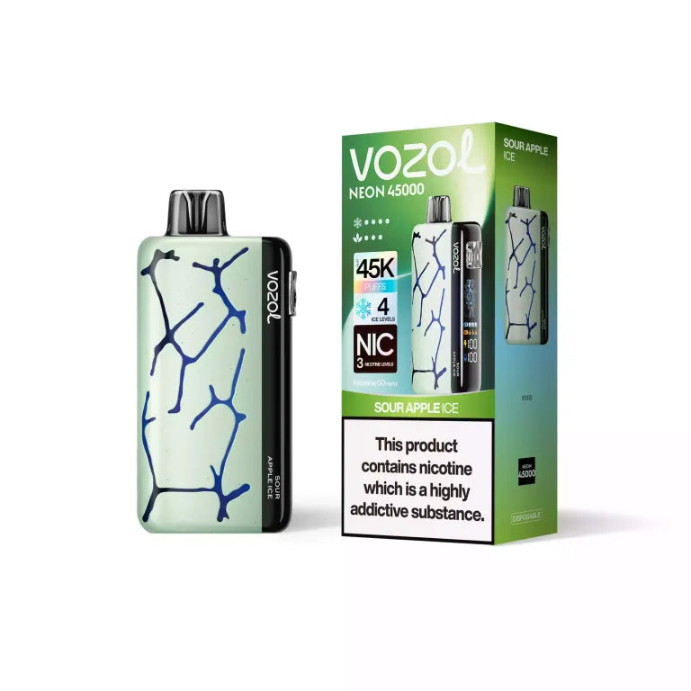 Vozol Neon 45000 Puffs 45K Justerbar isnivå engångsvape (10st - Box)